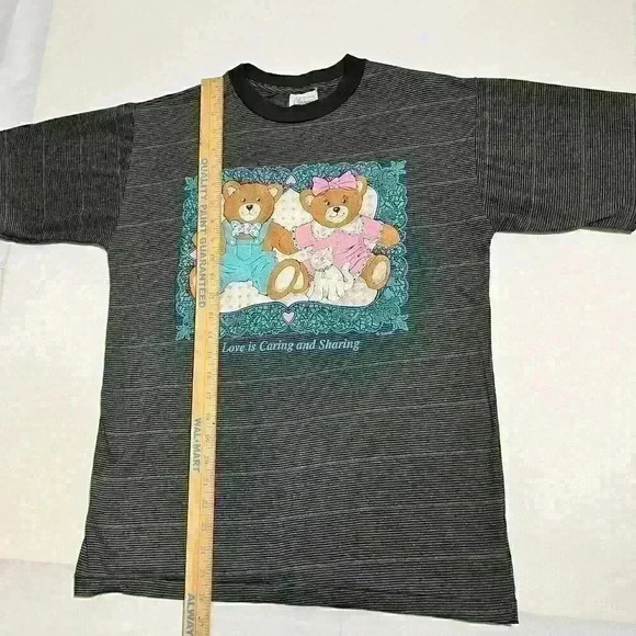 Vintage 90s Teddy Bears Love Is Caring & Sharing Single Stitch T-Shirt Large - Picture 5 of 9